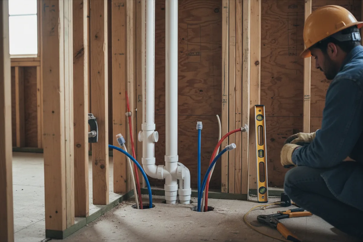 Drain and supply rough-in during Drain Cleaning in Cedar Grove