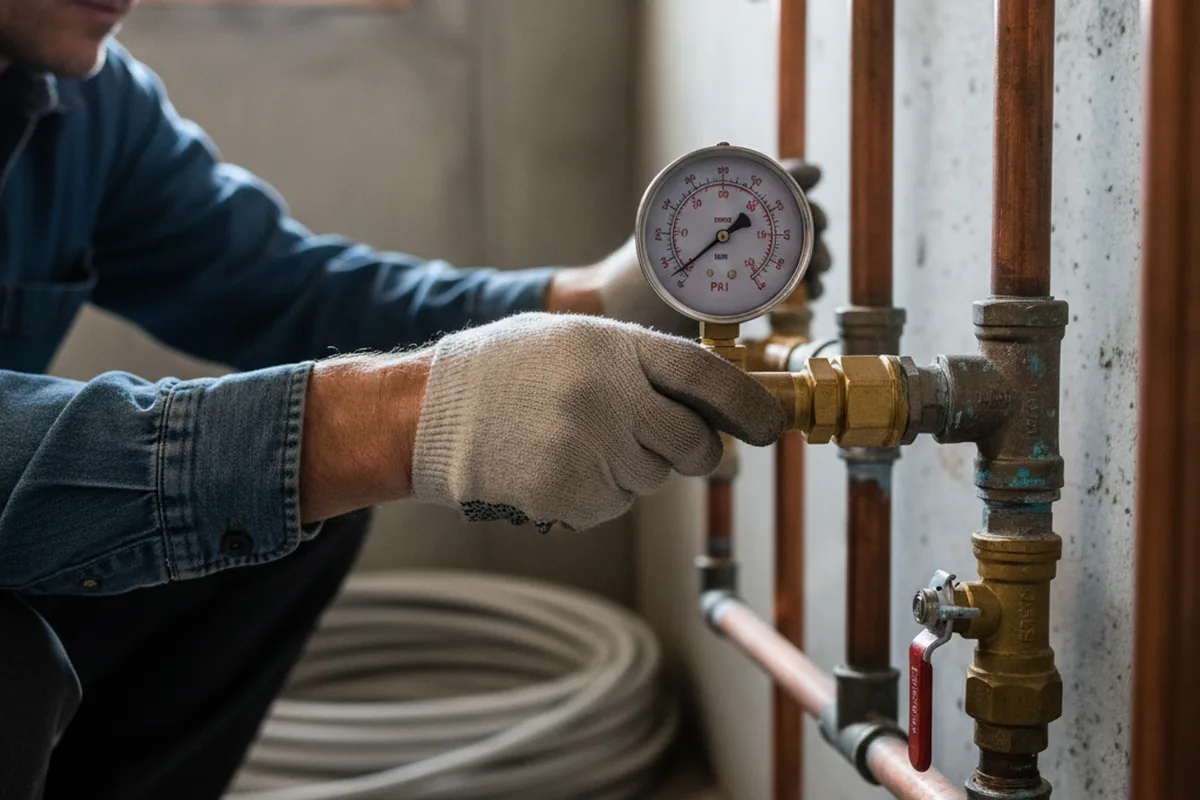 Pressure testing a repaired line during Water Line Repair in Cedar Grove